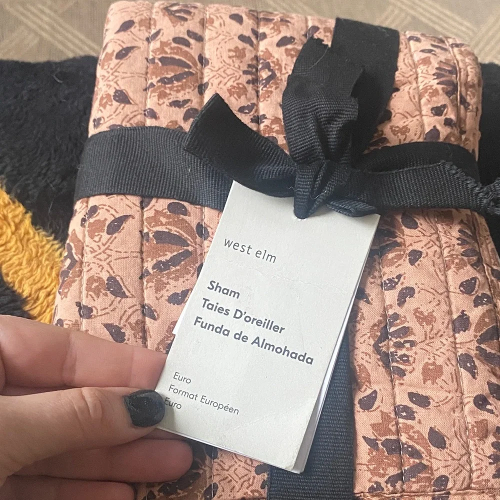 West Elm Floral Brown Euro Pillow Case